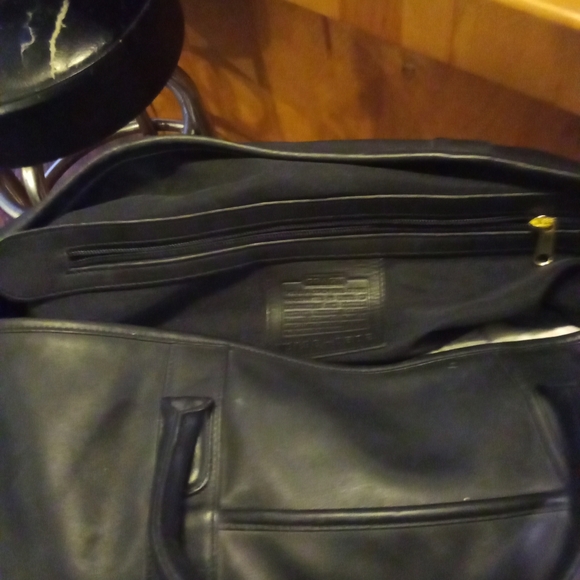 COACH Black Leather Duffle Bag approx. 22" - Picture 5 of 13